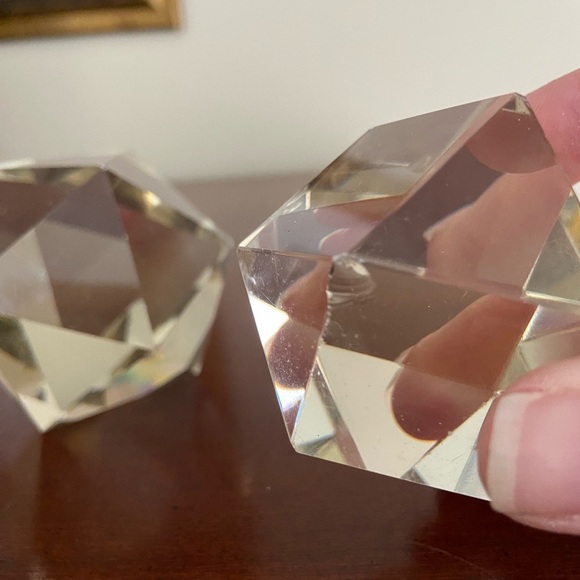 2 Rough Cut Crystal Paperweights Clear with hint of Smoky color READ - Picture 4 of 10